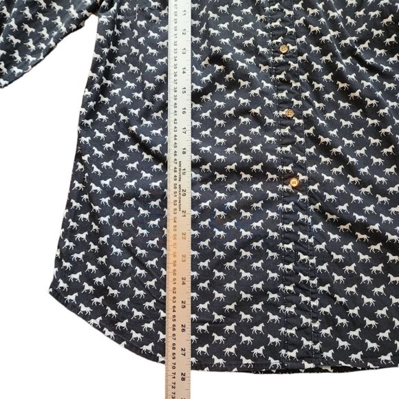 Charter Club Shirt Women's Size L Navy Horse Print Button Down - Picture 4 of 16
